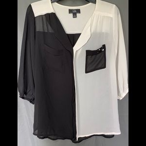 Sheer Blouse- JUNIORS Black and White